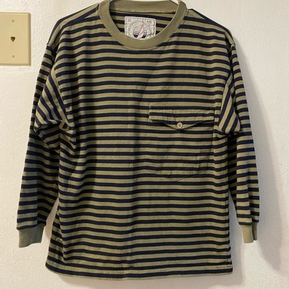 Marin Bleu Shirt Women’s Size Small‎ LongSleeve Pocket Stripes Pull Over - Picture 1 of 8